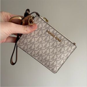 Michael Kors Monogram Beige Wristlet